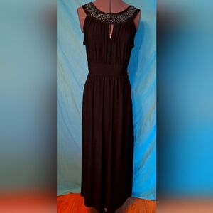 Nic & Dom Black Beaded Collar Gown, Size XL Style#30778, NWT